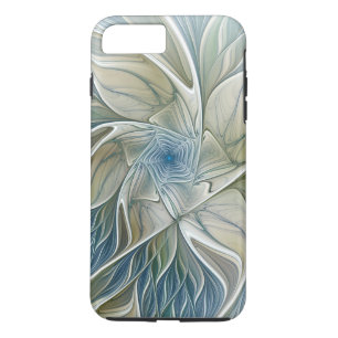 Blumen-Traum-Muster abstraktes Blau Khaki Fraktal Case-Mate iPhone Hülle