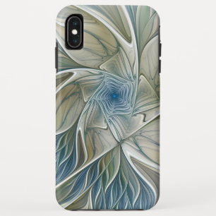 Blumen-Traum-Muster abstraktes Blau Khaki Fraktal Case-Mate iPhone Hülle
