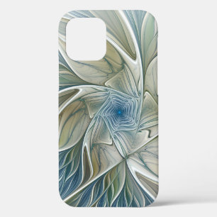 Blumen-Traum-Muster abstraktes Blau Khaki Fraktal Case-Mate iPhone Hülle