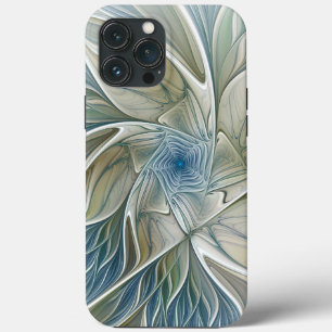 Blumen-Traum-Muster abstraktes Blau Khaki Fraktal Case-Mate iPhone Hülle