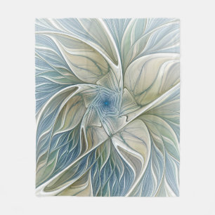 Blumen-Traum-Muster abstraktes Blau Khaki Fraktal Fleecedecke