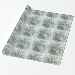 Blumen-Traum-Muster abstraktes Blau Khaki Fraktal Geschenkpapier
