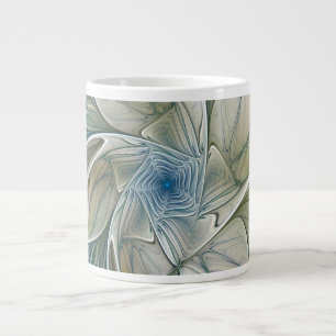 Blumen-Traum-Muster abstraktes Blau Khaki Fraktal Jumbo-Tasse