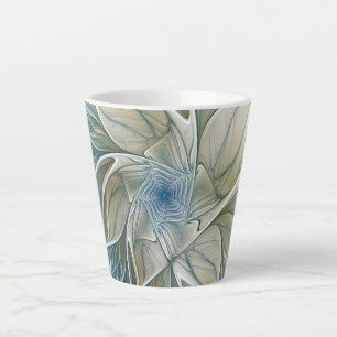 Blumen-Traum-Muster abstraktes Blau Khaki Fraktal Milchtasse