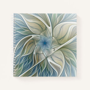 Blumen-Traum-Muster abstraktes Blau Khaki Fraktal Notizbuch