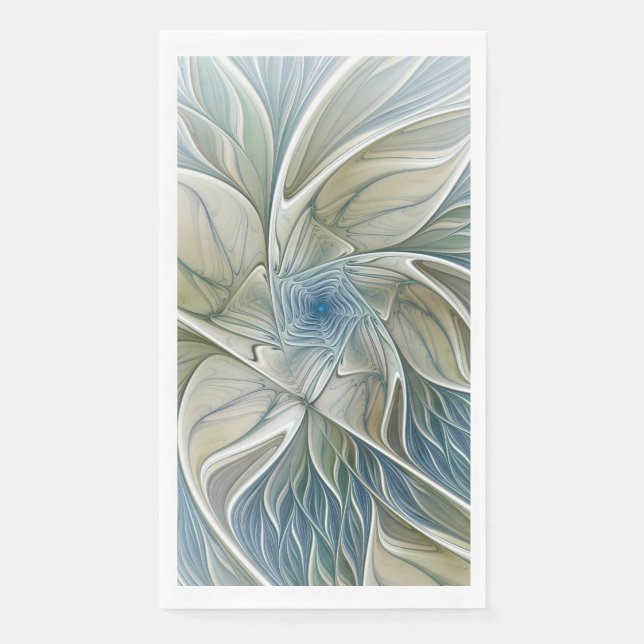 Blumen-Traum-Muster abstraktes Blau Khaki Fraktal Serviette (Vorderseite)
