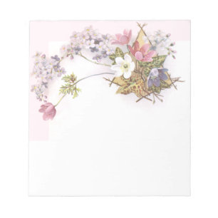 Blumen u. Efeu-viktorianische Geschäftskarte Notizblock