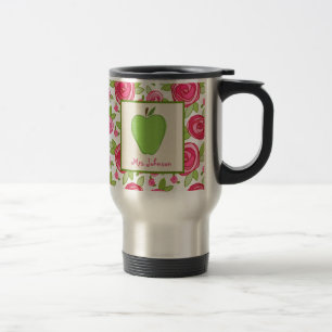 Blumen- u. grüne Apple-Lehrer-Tasse Reisebecher