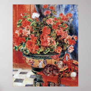 Blumen u. Katzen - Impressionist-Kunst-Druck - Poster