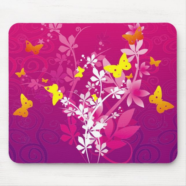 Blumen u. Schmetterlinge Mousepad (Vorne)