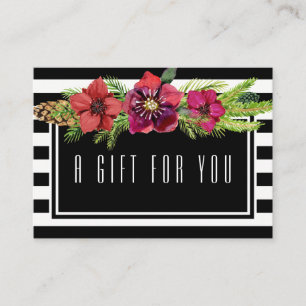 Blumen u. Streifen-Feiertags-Geschenk-Zertifikat Rabattkarte