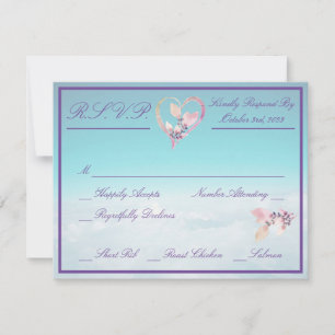 Blumen über der Aquamarinen Hochzeitskarte für Wo RSVP Karte