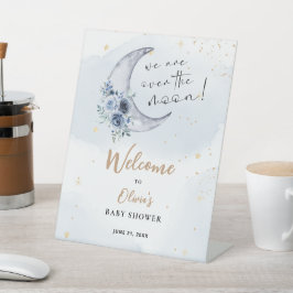 Blumen über der Mond Babydusche Empfang Sockelschild