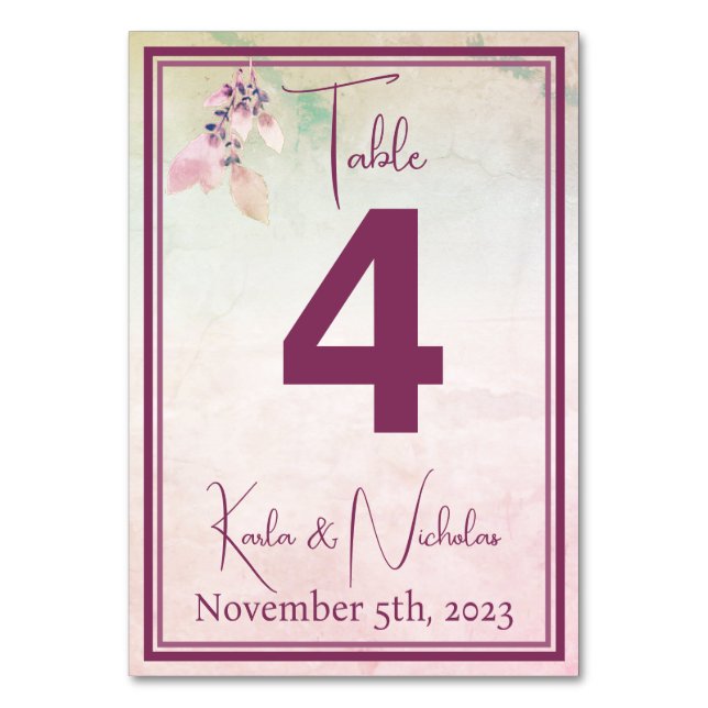 Blumen über der Wolkendecke Tischnummer (Vorderseite)