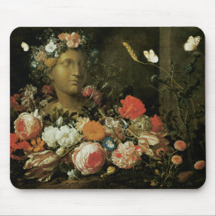 Blumen um eine klassizistische Büste Mousepad