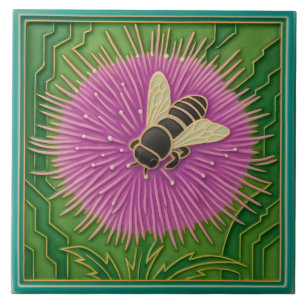 Blumen- und Bienenfliese Fliese