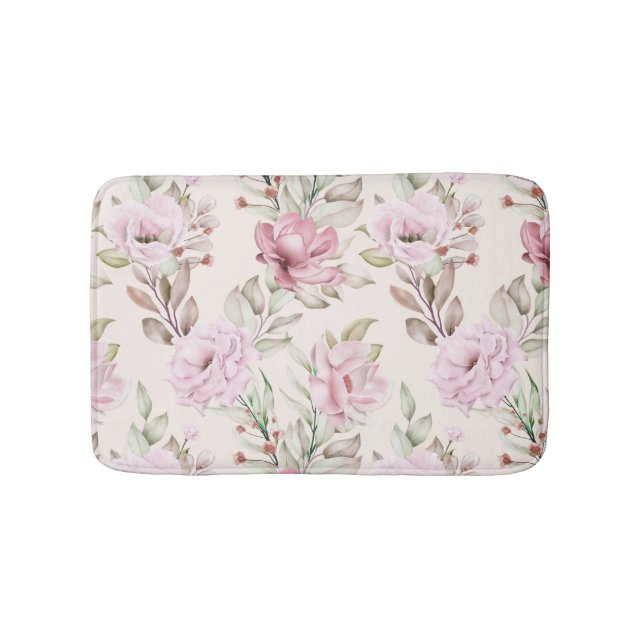 Blumen- und Blätter in nahtlosen Mustern Badematte (Vorderseite)