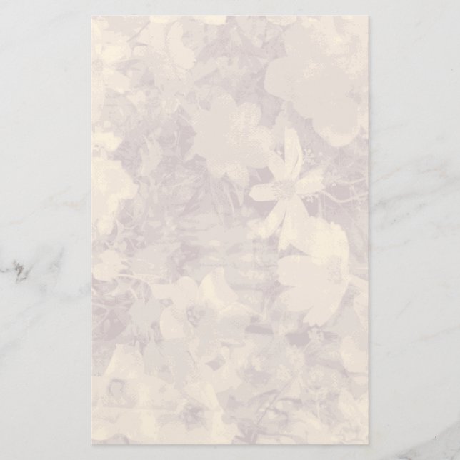 Blumen- und Blatttarnungsmuster auf Beige Briefpapier (Vorderseite)