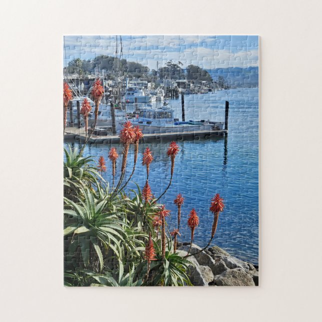 Blumen und Boote an der Küste Puzzle (Vertikal)