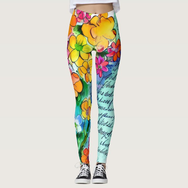 Blumen und Buchstaben Leggings (Vorderseite)