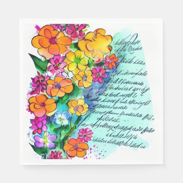 Blumen und Buchstaben Serviette (Vorderseite)