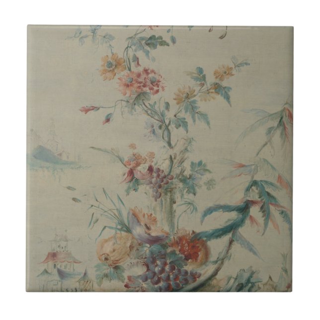 Blumen und Chinoiserie Fliese (Vorderseite)