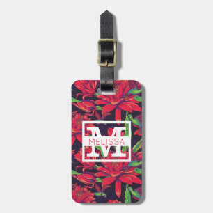 Blumen-und der Kolibri-  Monogramm Gepäckanhänger