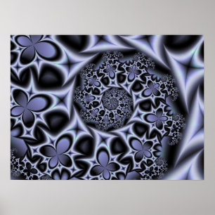 Blumen und Diamanten Monochrom Poster