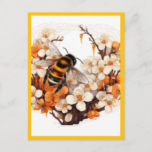 BLUMEN UND DIE BEE POSTKARTE