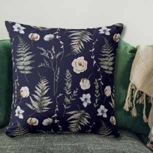 Blumen und Farnblätter Wald Floral Botanisch Kissen