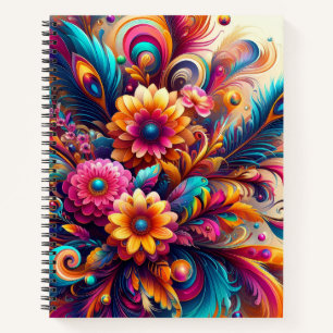 Blumen und Federn Deluxe Notizbuch