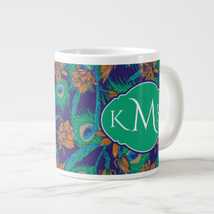 Blumen und Federn Monogramm Jumbo-Tasse