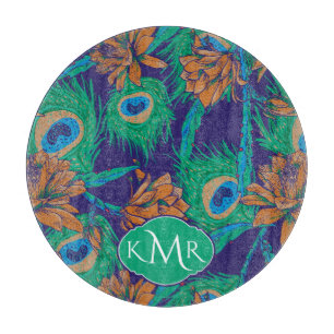 Blumen und Federn Monogramm Schneidebrett