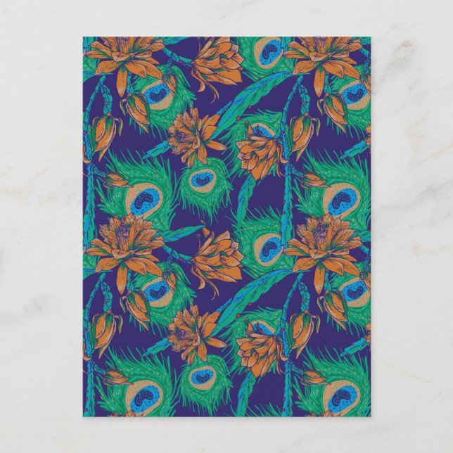 Blumen und Federn Postkarte (Vorderseite)