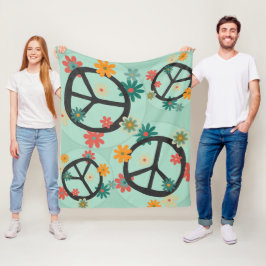 Blumen- und Friedensdecke Fleecedecke