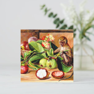 Blumen und Früchte der Mangostane; Singapur-Affe