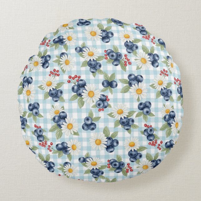 Blumen und Früchte Rundes Kissen (Vorderseite)