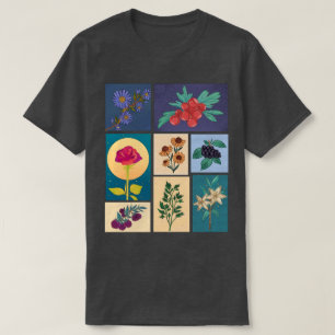 Blumen- und Früchte-Vintage-Postwertzeichen T-Shirt