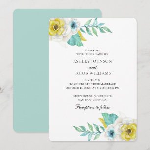 Blumen und Gelb. Botanische Hochzeit Einladung