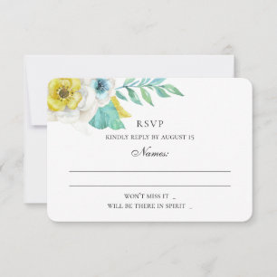 Blumen und Gelb. Minze Blumenhochzeit RSVP Karte