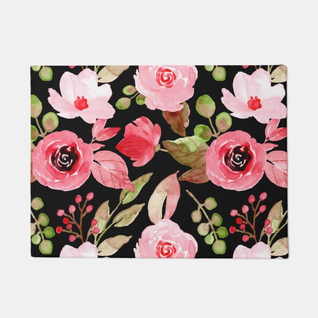 Blumen und Glamour Nahtlose Muster farbig Fußmatte (Vorderseite)