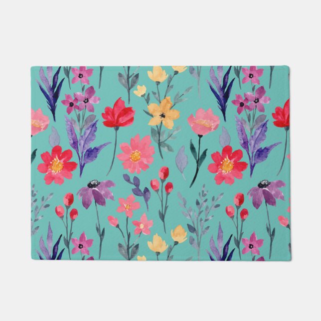 Blumen und Glamour Nahtlose Muster Fußmatte (Vorderseite)