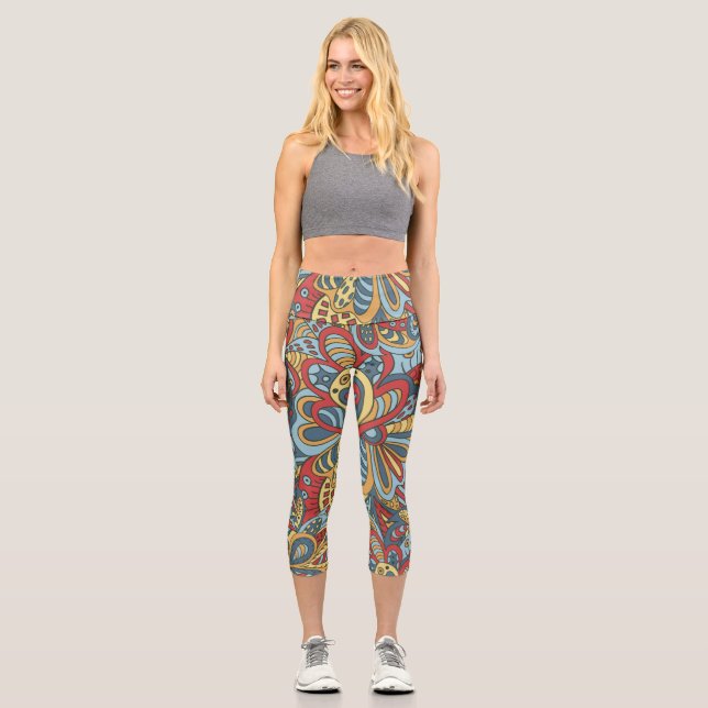 Blumen und Glamour Nahtlose Muster Mode Niedlich Capri Leggings (Vorderseite)