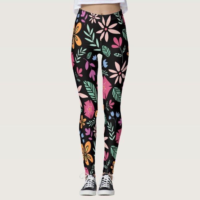 Blumen und Glamour Nahtlose Muster natürlich Leggings (Vorderseite)