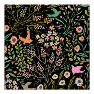 Blumen- und Glamour-nahtloses Muster Sommerfarbe Poster