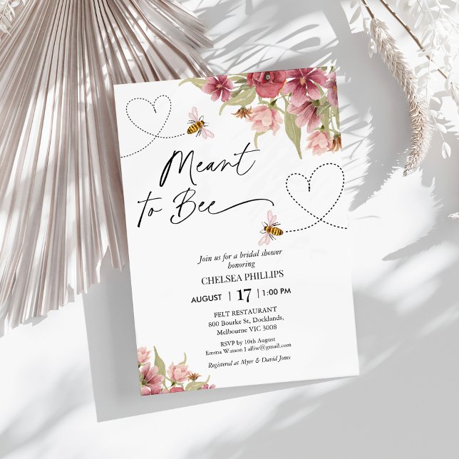 Blumen und Herz sind Brautparty Einladung (Meant to Bee Bridals Shower Invitation, Bee Themed Bridal Shower Invite, Hearts, Floral Meant To Bee)
