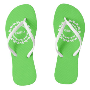 Blumen und Herzen Name Flip Flops