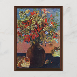 Blumen und Katzen von Gauguin Paul (Beste Qualität Postkarte