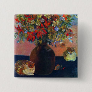 Blumen und Katzen von Paul Gauguin, Vintage Fine A Button