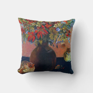 Blumen und Katzen von Paul Gauguin, Vintage Fine A Kissen